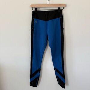 Smartwool Merino Base Layer Pants in blue and black